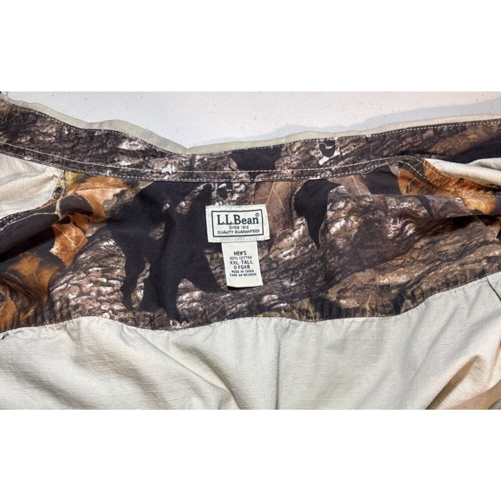 LL Bean XXL TALL Utility Field Long Roll Sleeve Ripstop Camo Trim Men's [0FGX8]